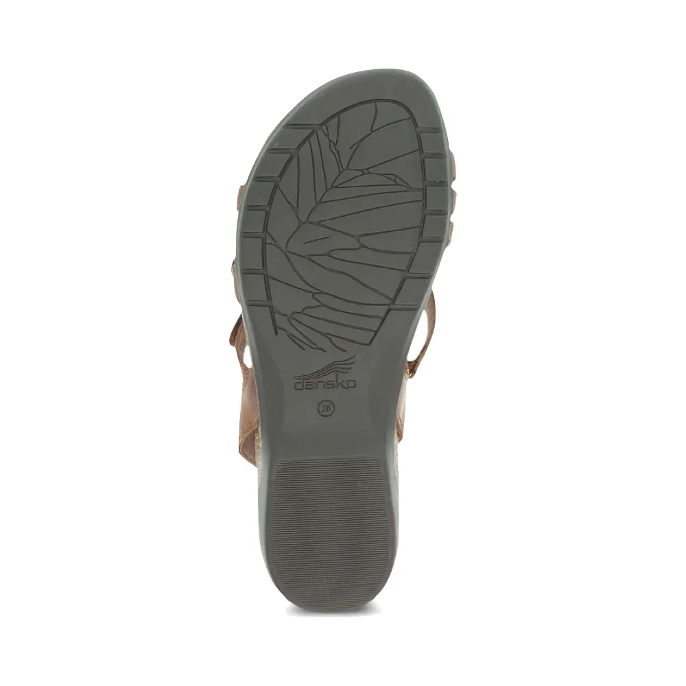 Dansko Damen Roslyn Riemchen-Ledersandalette in wachsigem Hellbraun