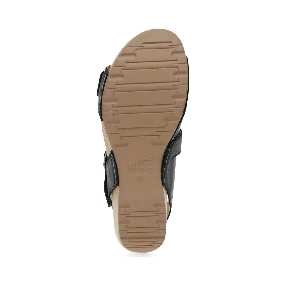 Dansko Damen Trinity Sandale mit Absatz in Schwarz Gebürstetem Nubuk