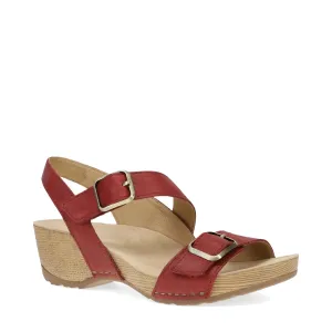 Dansko Damen Trinity Sandale mit Absatz in Cayenne gebürstetem Nubuk