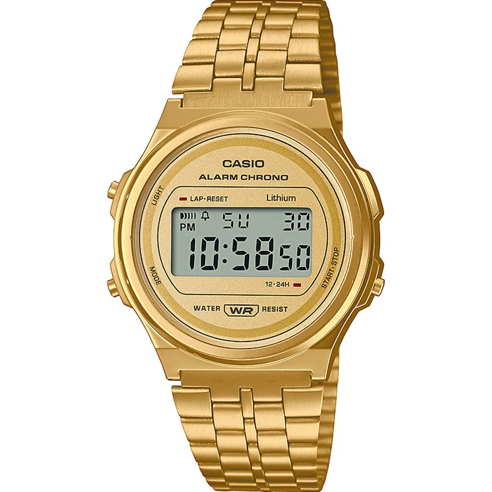 Digitale Damenuhren Casio Vintage A171WEG-9A Gold Digitaluhr