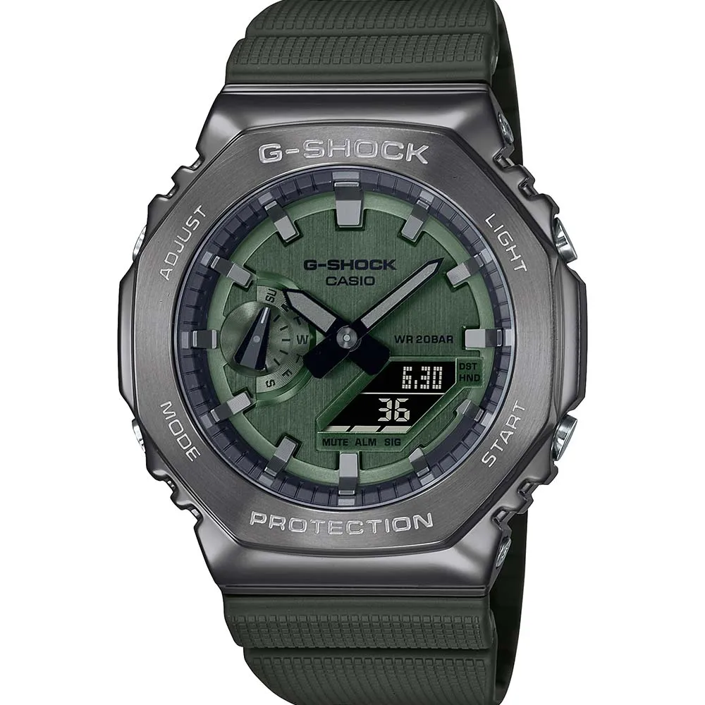 Digitale Damenuhren G-Shock GM2100B-3A Grüne Metallbeschichtung 'CasiOak'