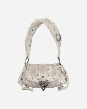 Vintage-Denim-Schultertasche Weiß