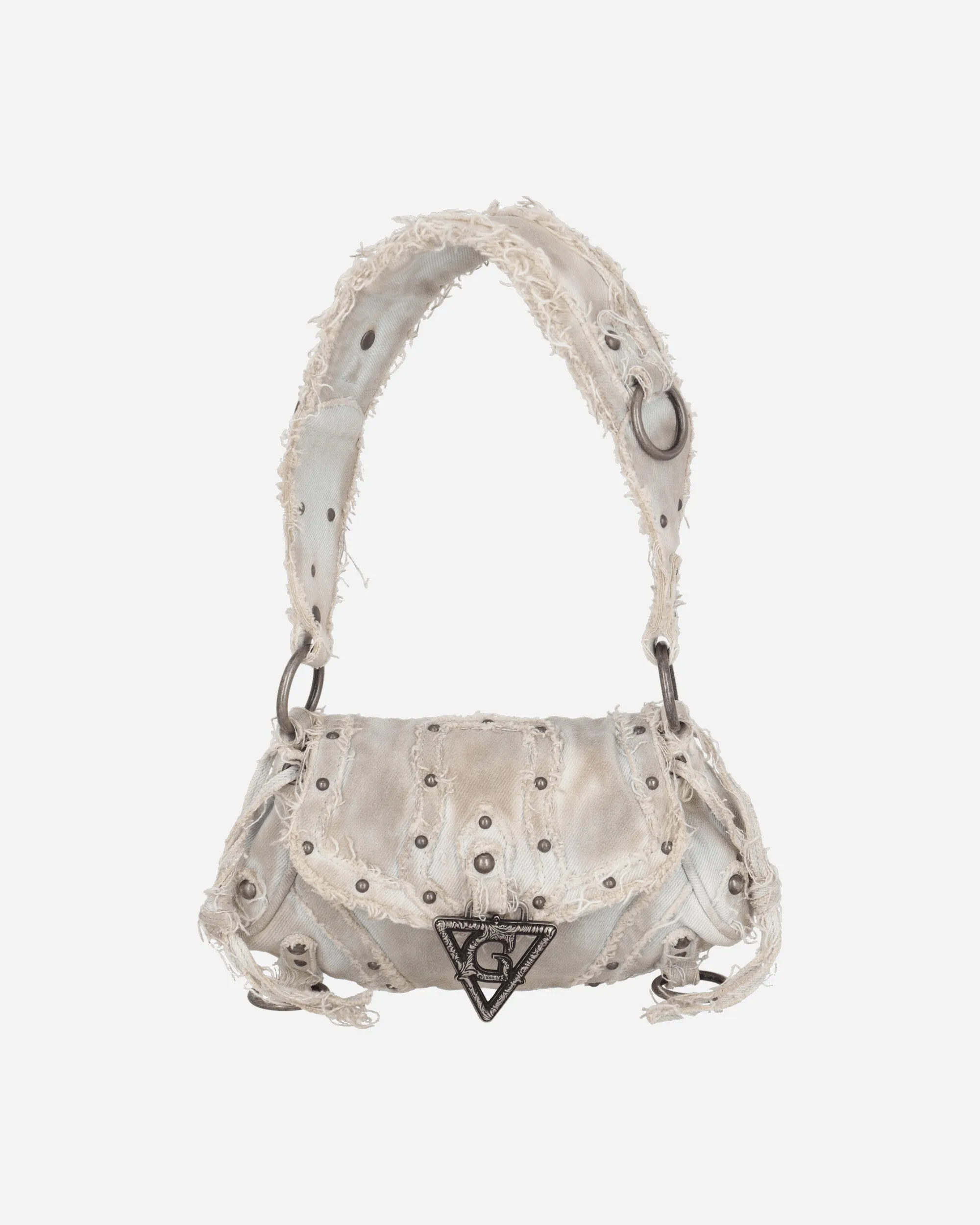 Vintage-Denim-Schultertasche Weiß