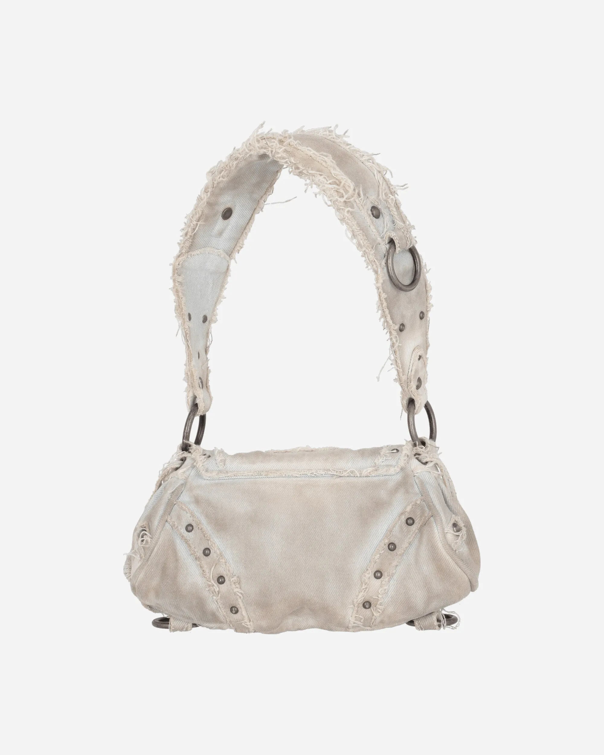 Vintage-Denim-Schultertasche Weiß