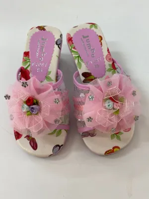 Schmuckschuhe - F7087 Rosa Blumen Schuhe