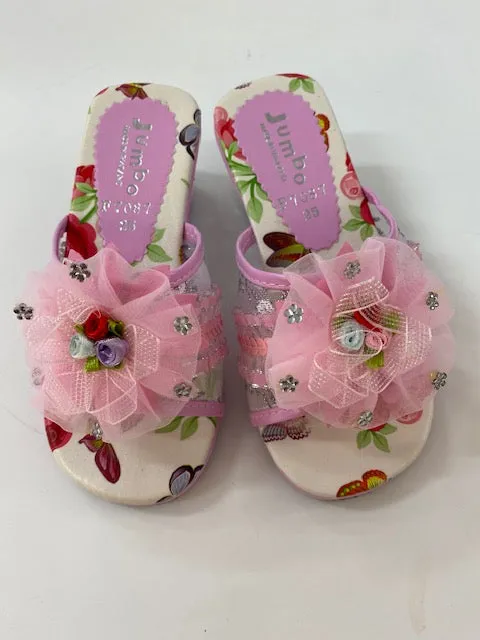 Schmuckschuhe - F7087 Rosa Blumen Schuhe