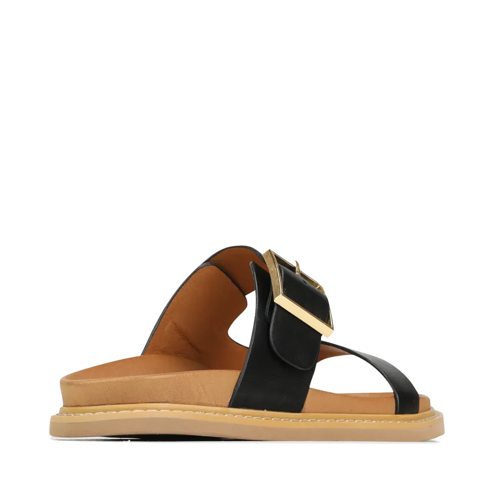 EOS Damen Dedra Leder-Slipper in Schwarz