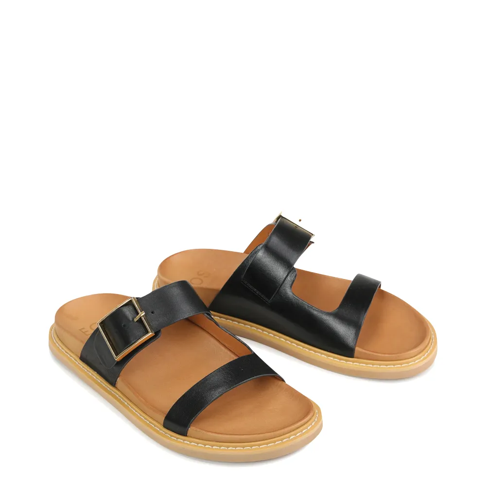 EOS Damen Dedra Leder-Slipper in Schwarz