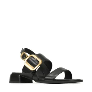 EOS Damen Tegean Leder Sandale mit Absatz in Schwarz Onyx