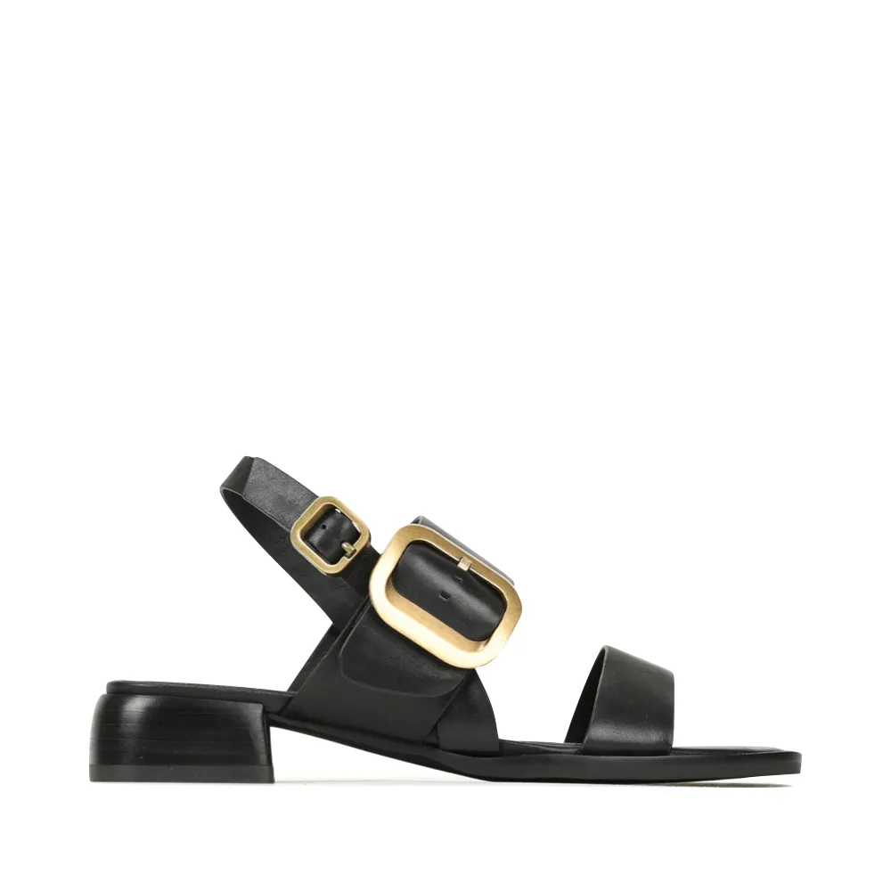 EOS Damen Tegean Leder Sandale mit Absatz in Schwarz Onyx