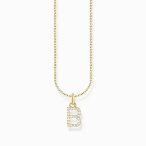 Essentials Vergoldetes Collier mit Zirkonia-Buchstabe B Anhänger KE2241-414-14-L45V Thomas Sabo Halsketten