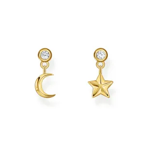 Essentials Sterlingsilber vergoldete Stern- und Mondanhänger Stecker Ohrringe H2293-414-14 Thomas Sabo Ohrringe