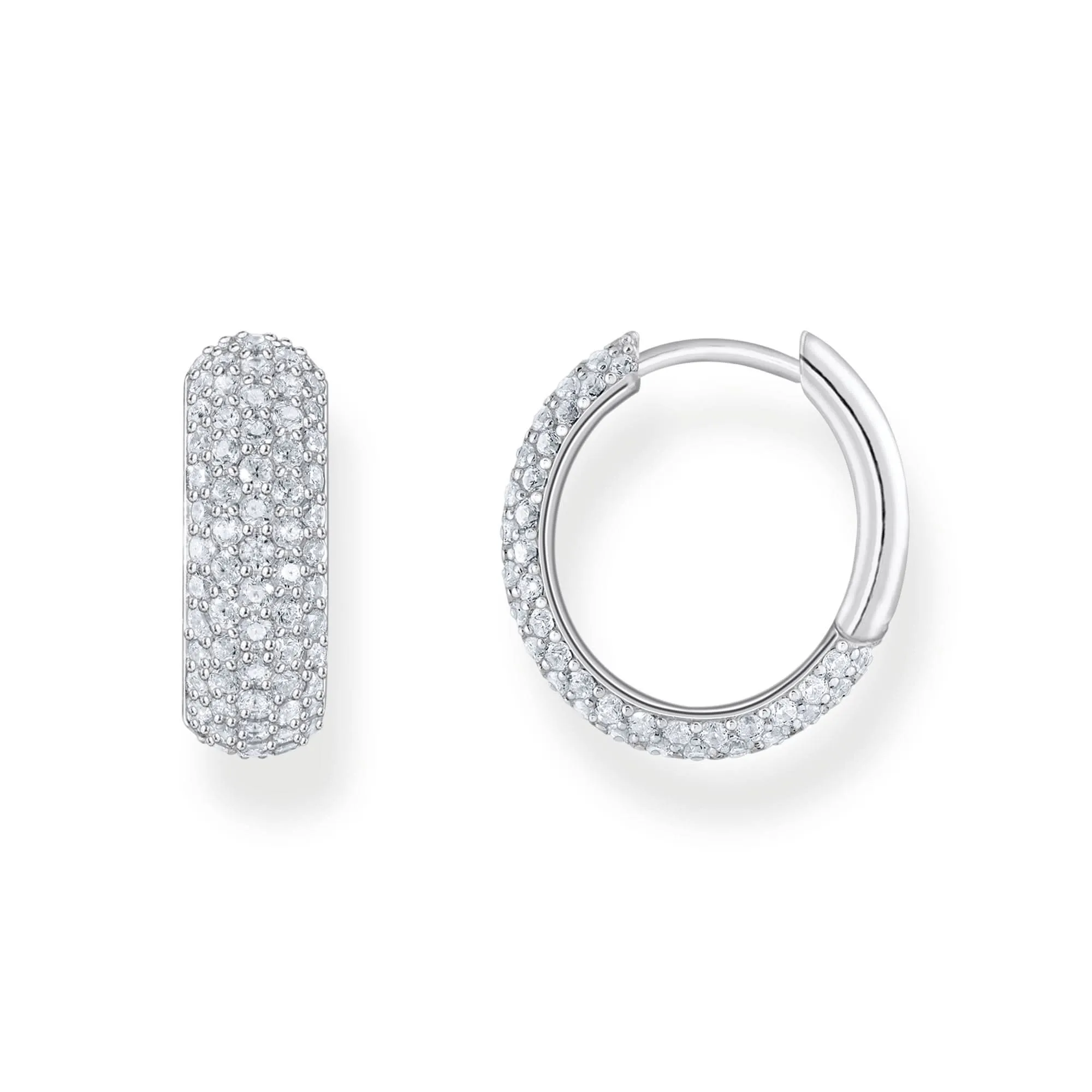 Essentials Sterling Silber Funkelndes Weiß Zirkonia Breite Creolen Ohrringe CR731-051-14 Thomas Sabo Ohrringe