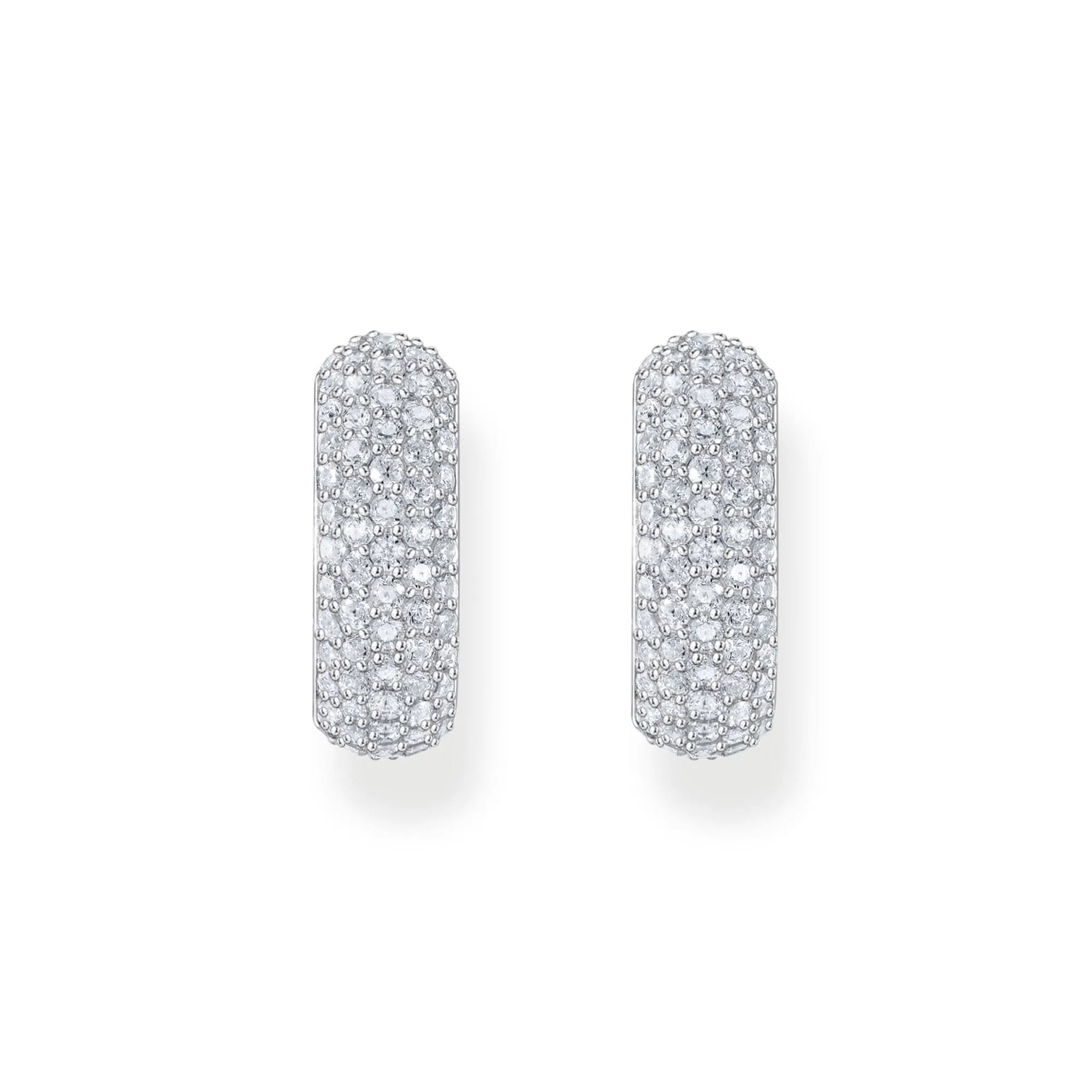 Essentials Sterling Silber Funkelndes Weiß Zirkonia Breite Creolen Ohrringe CR731-051-14 Thomas Sabo Ohrringe