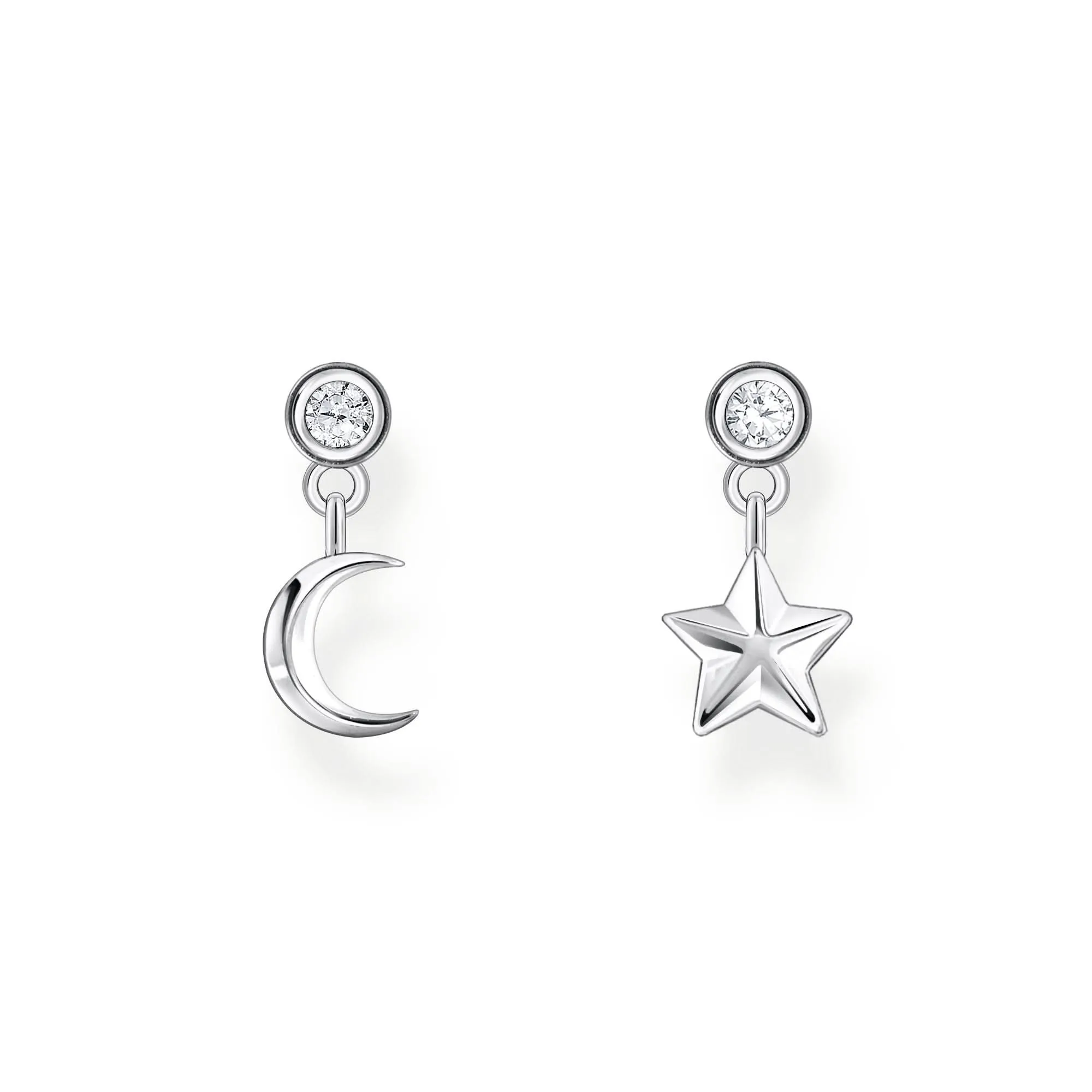 Essentials Sterling Silber Stern Und Mond Anhänger Stecker Ohrringe H2293-051-14 Thomas Sabo Ohrringe