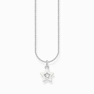 Essentials Sterling Silber Weiß Emaille Zirkonia Stern Halskette KE2235-041-14-L45V Thomas Sabo Halsketten