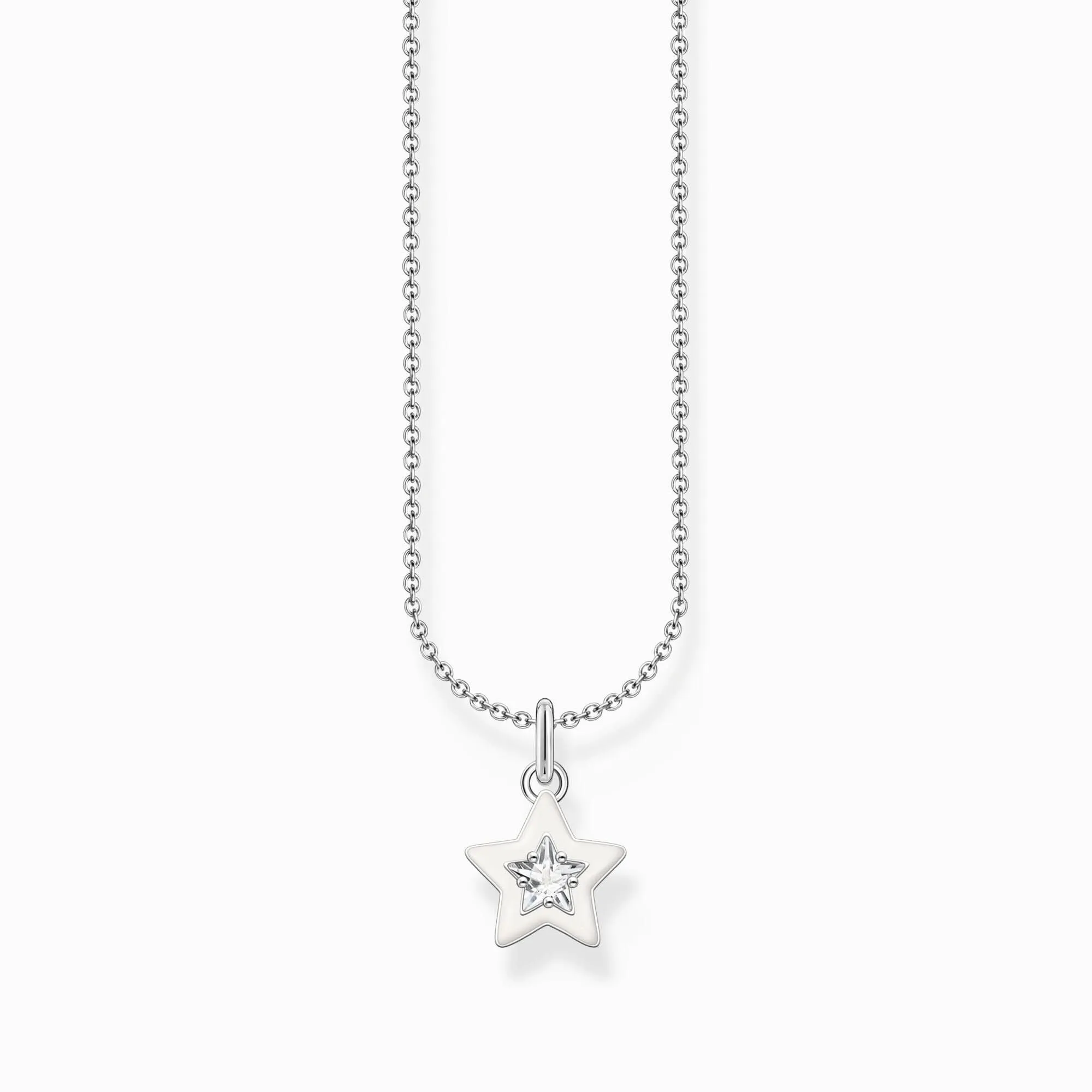 Essentials Sterling Silber Weiß Emaille Zirkonia Stern Halskette KE2235-041-14-L45V Thomas Sabo Halsketten