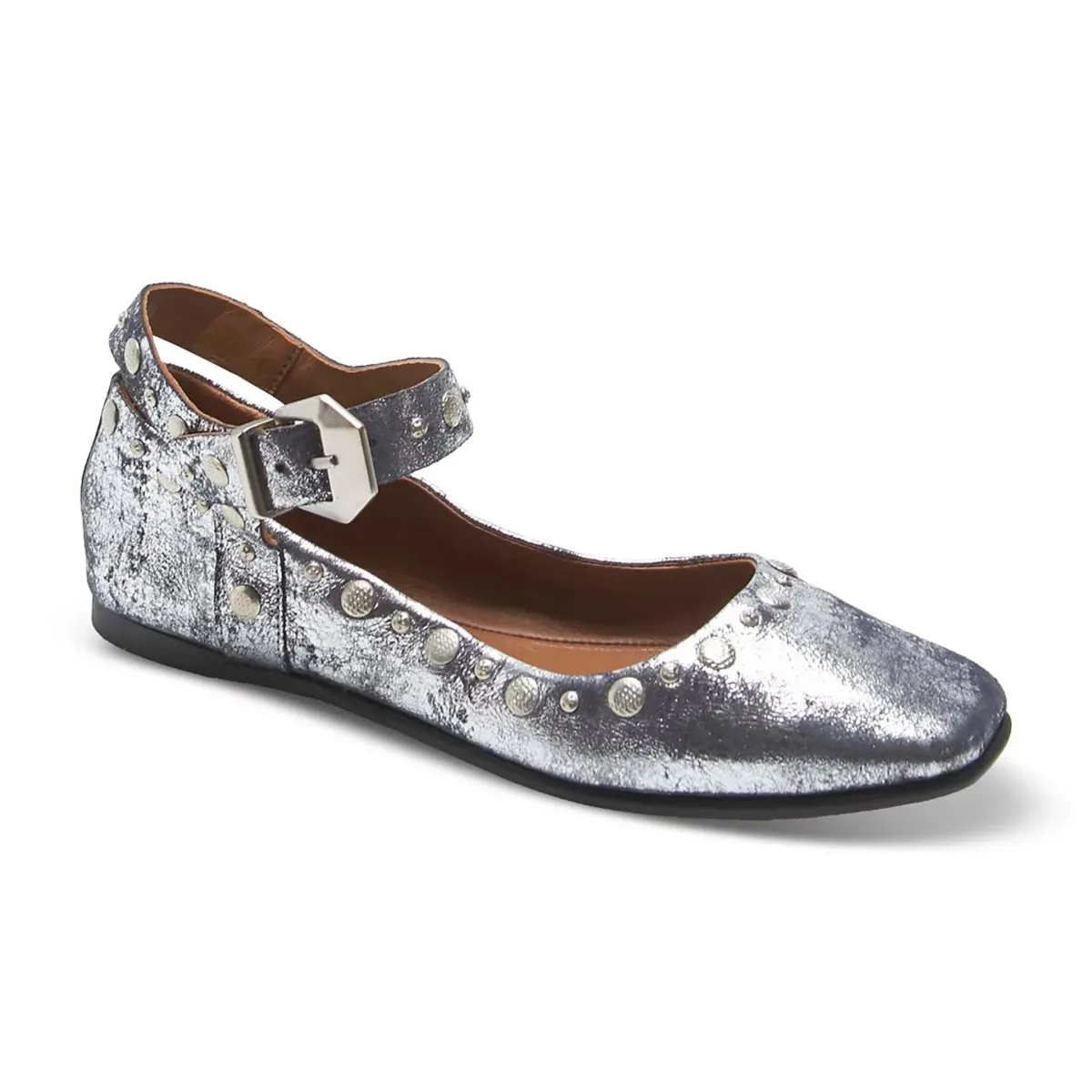 Free People Damen Mystic Mary Jane Flacher Schuh Silber Vintage-Look