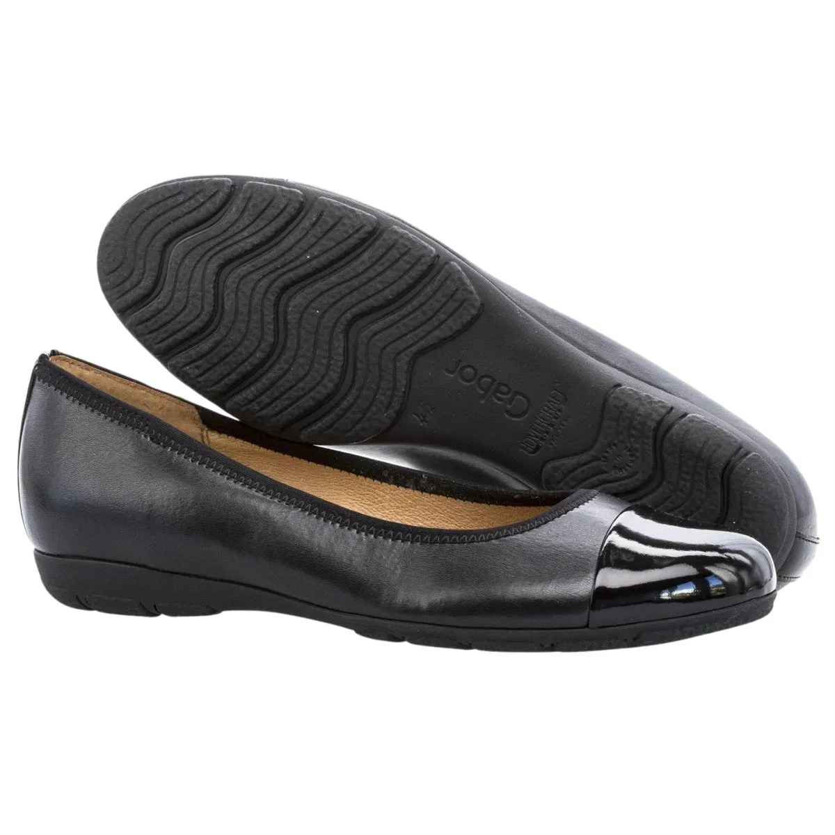 Gabor Damen 24.161.57 Spitzenballerina Schwarz Nappa