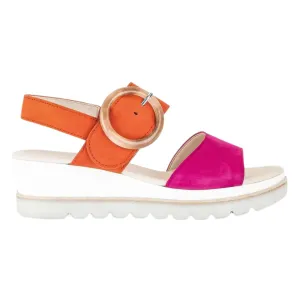 Gabor Damen 44.645-13 Sandale Orange/Rosa Wildleder