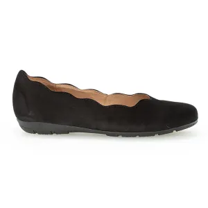 Gabor Damen 84.166.17 Ballettschuh Schwarz Wildleder