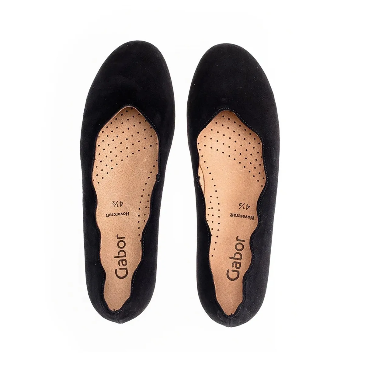 Gabor Damen 84.166.17 Ballettschuh Schwarz Wildleder