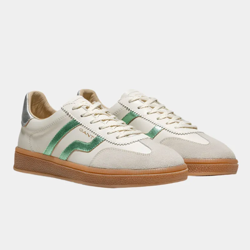 Gant Cuzima Metallisch Leder Wildleder Trainer - Aqua