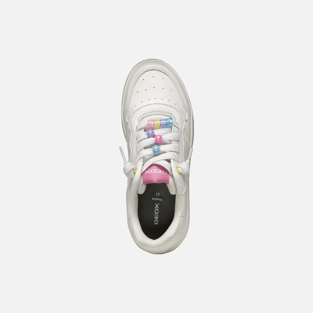 Geox: Washiba Schnürschuhe - Weiß / Rosa
