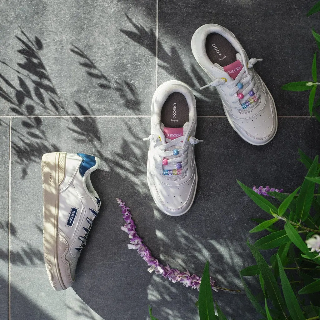 Geox: Washiba Schnürschuhe - Weiß / Rosa