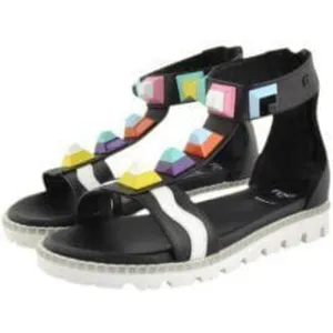Mädchen Schwarze Nieten Sandalen