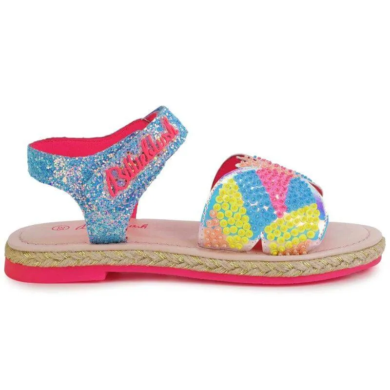 Mädchen Blaue Glitzerfalter Sandalen