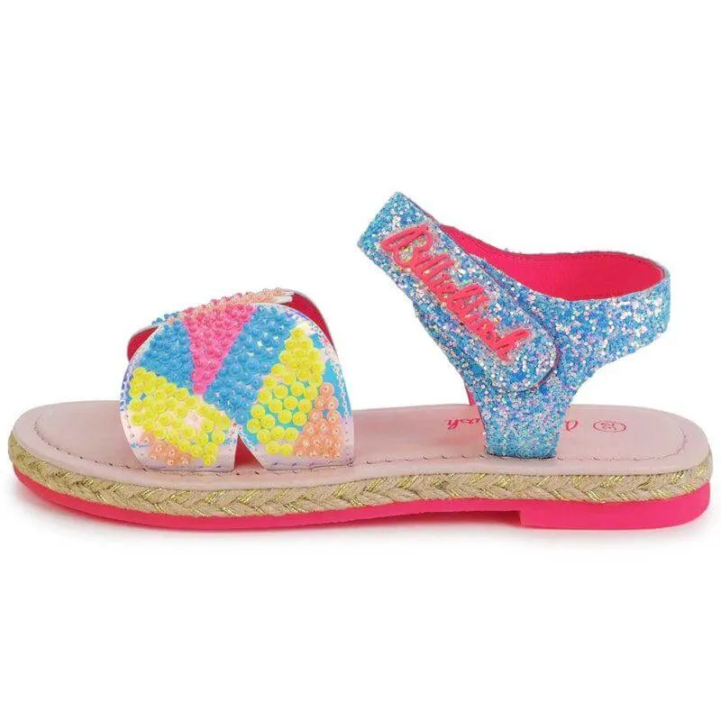 Mädchen Blaue Glitzerfalter Sandalen