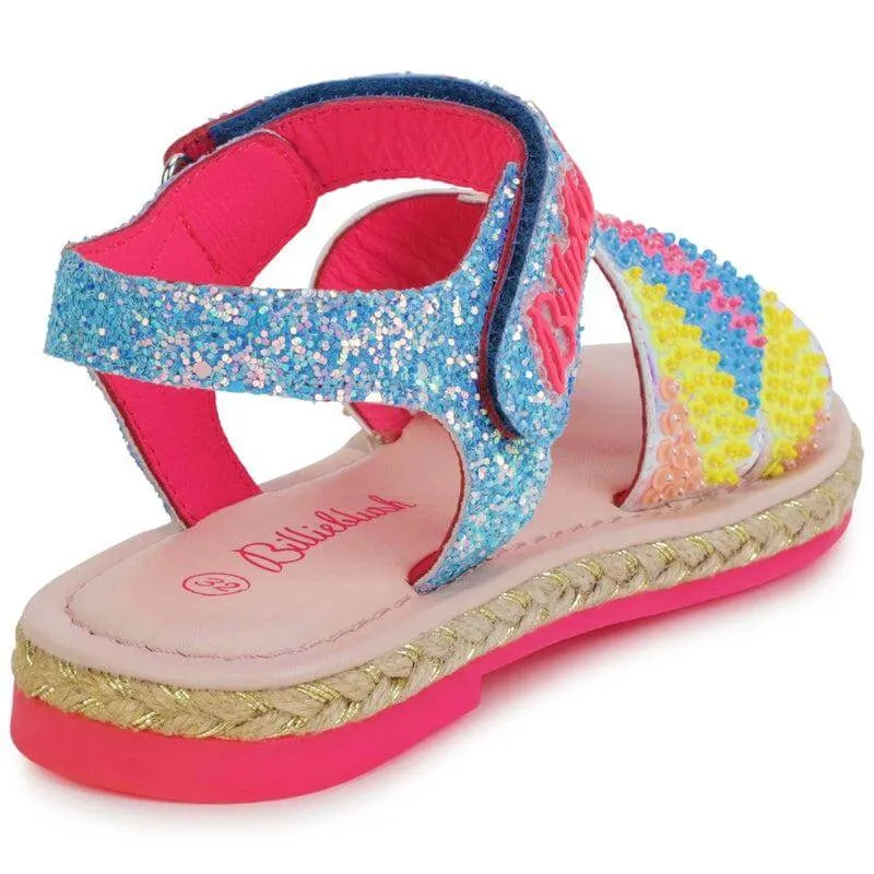 Mädchen Blaue Glitzerfalter Sandalen
