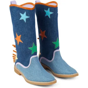 Mädchen Blaue Stern Druck Stiefel