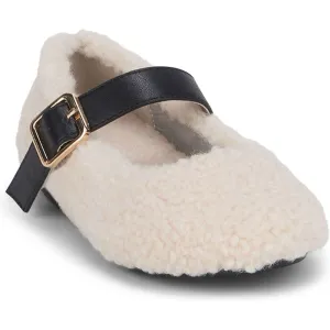 Mädchen Creme Kunstpelz Ballerinas