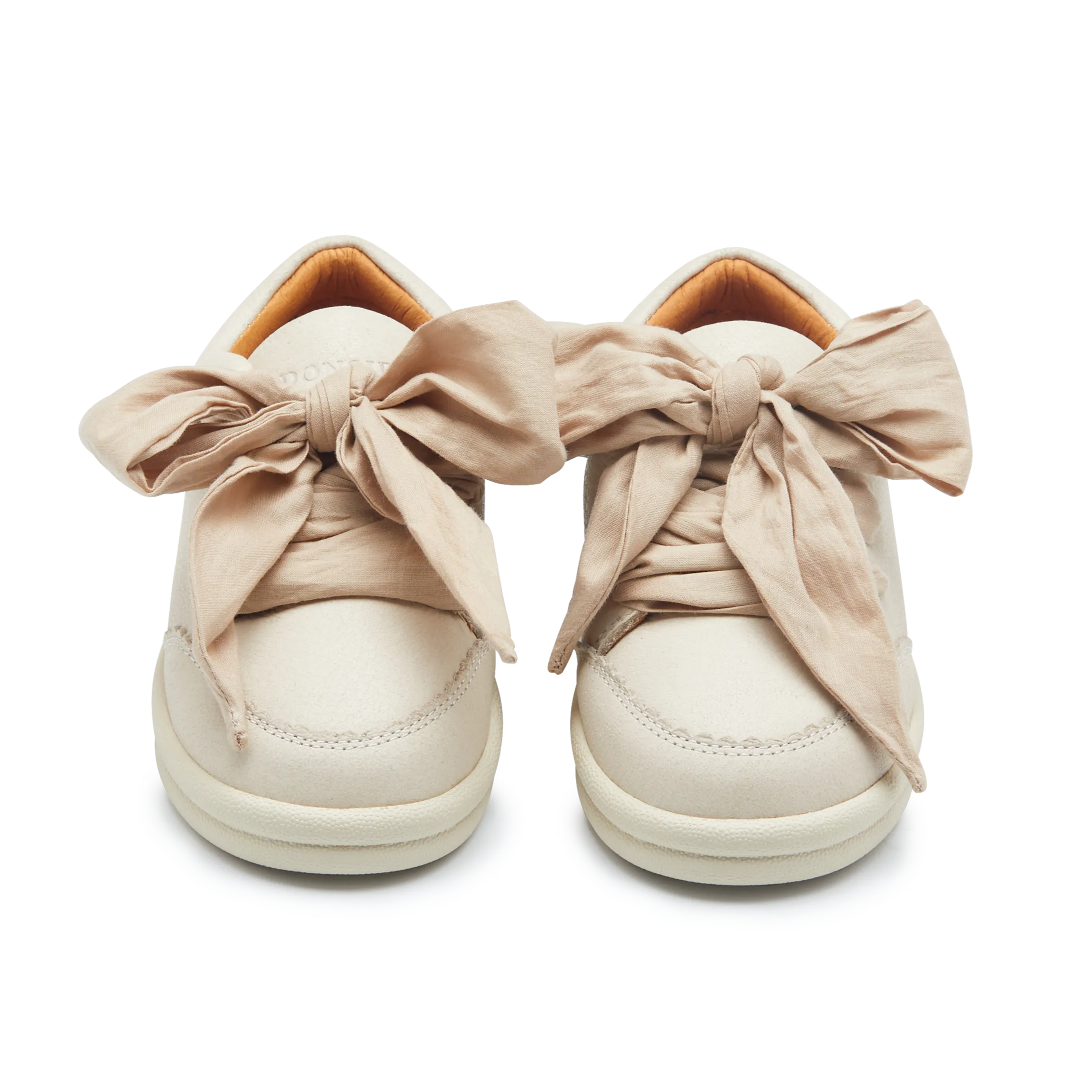 Mädchen Creme Leder Schleifchen Turnschuhe