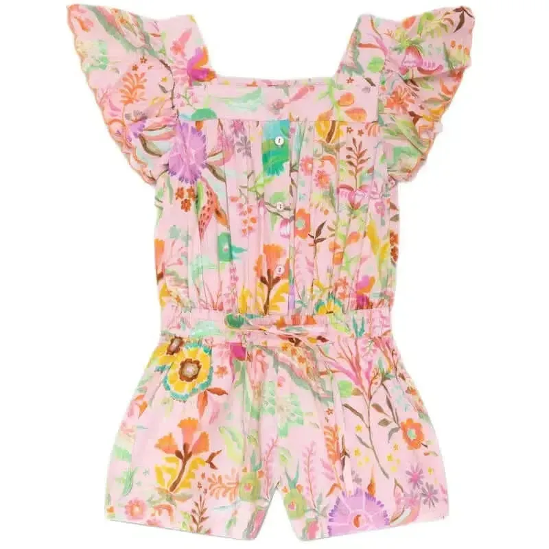 Mädchen Blumenmuster Cuban Sits Playsuit