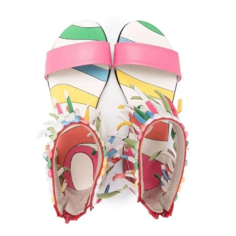 Mädchen Fransen Leder Sandalen