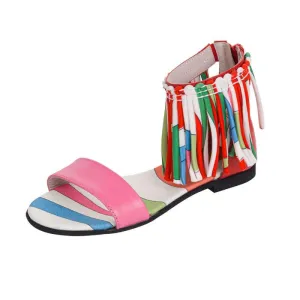 Mädchen Fransen Leder Sandalen