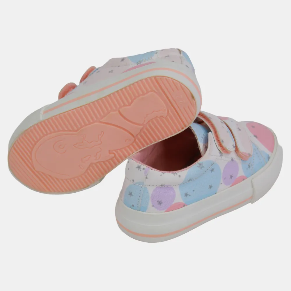 Mädchen-Lederturnschuhe – Weiß mit Kreisdesign