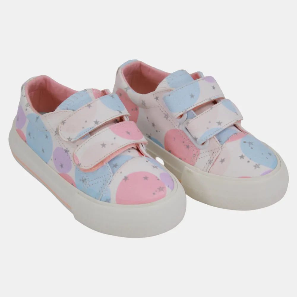 Mädchen-Lederturnschuhe – Weiß mit Kreisdesign