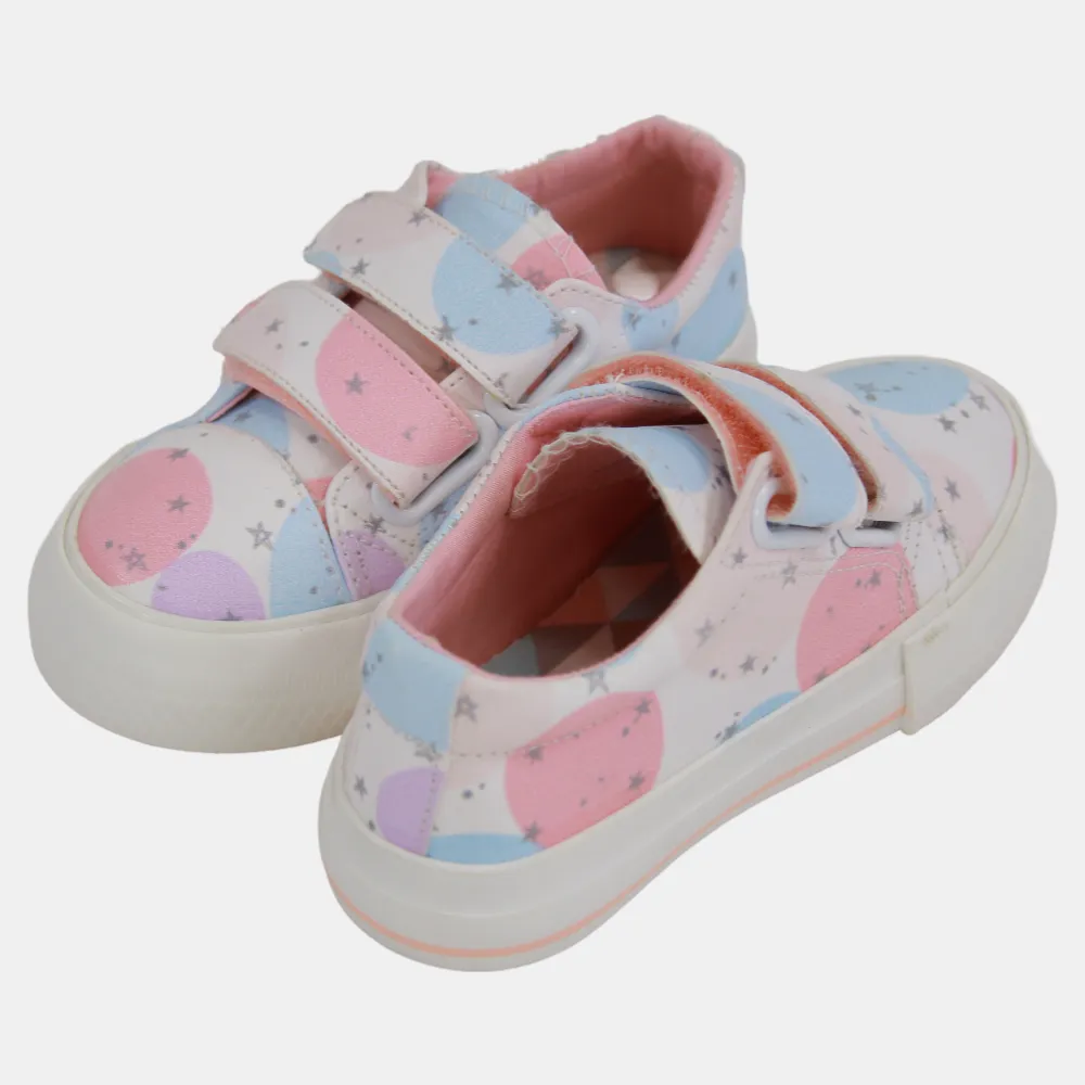 Mädchen-Lederturnschuhe – Weiß mit Kreisdesign