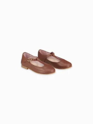 Mädchen gebräunte T-Bar-Sandalen