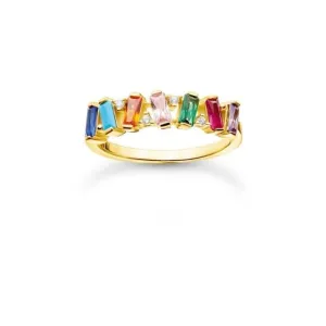 Vergoldeter Ring mit mehrfarbigen Zirkonia-Steinen TR2346-488-7 Thomas Sabo Ringe