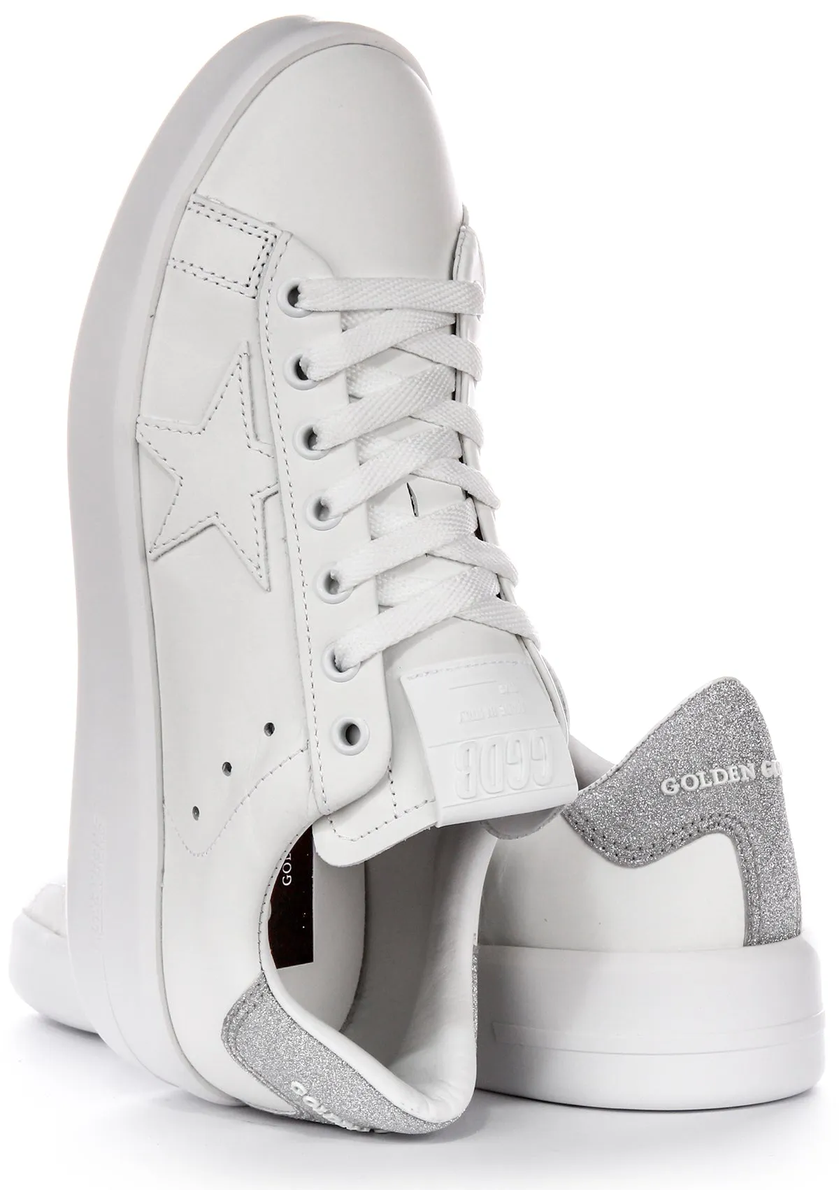 Golden Goose Pure Star Neu in Weiß Silber Für Damen Schuhe Golden Goose