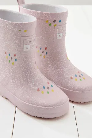 Gras & Luft Farboffnende Gummistiefel - Babyrosa