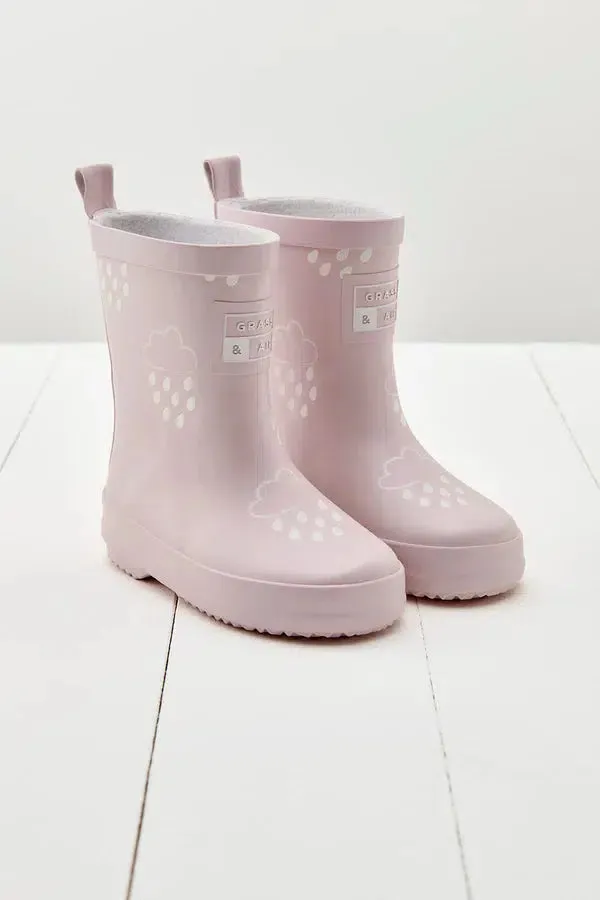Gras & Luft Farboffnende Gummistiefel - Babyrosa