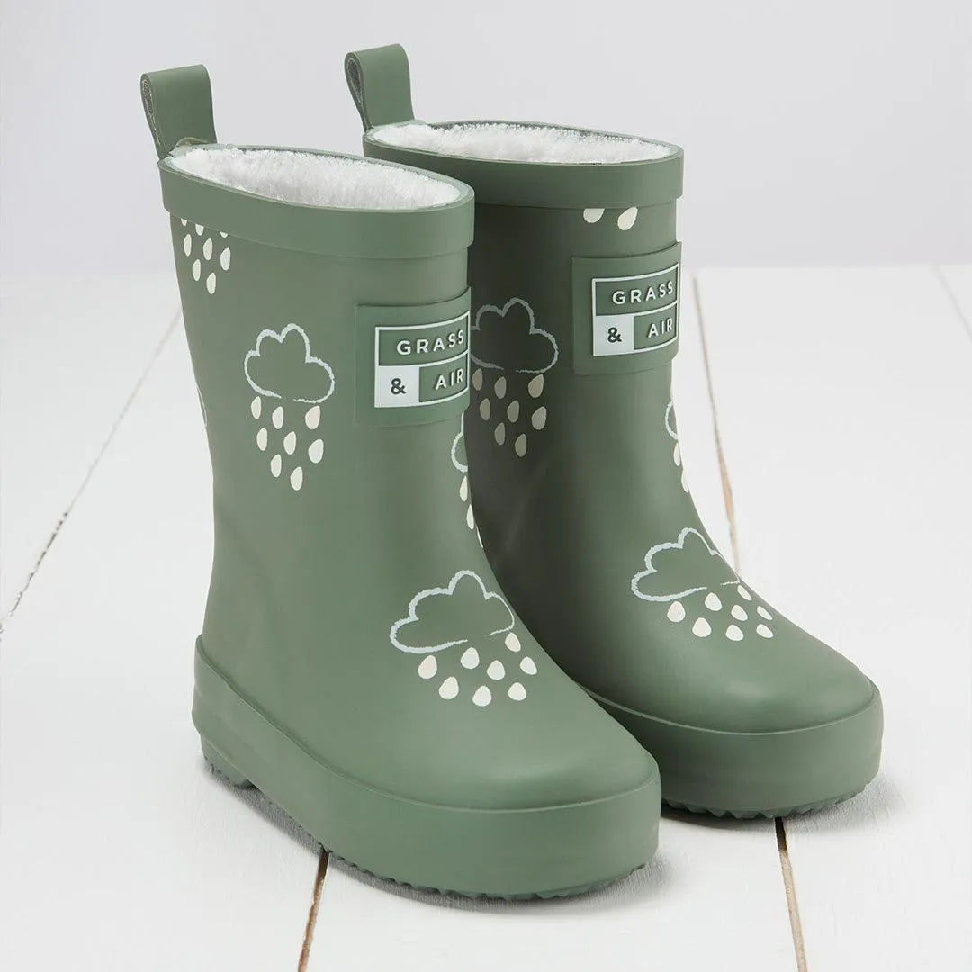 Gras & Luft Farbe-Enthüllende Gummistiefel - Khaki Grün