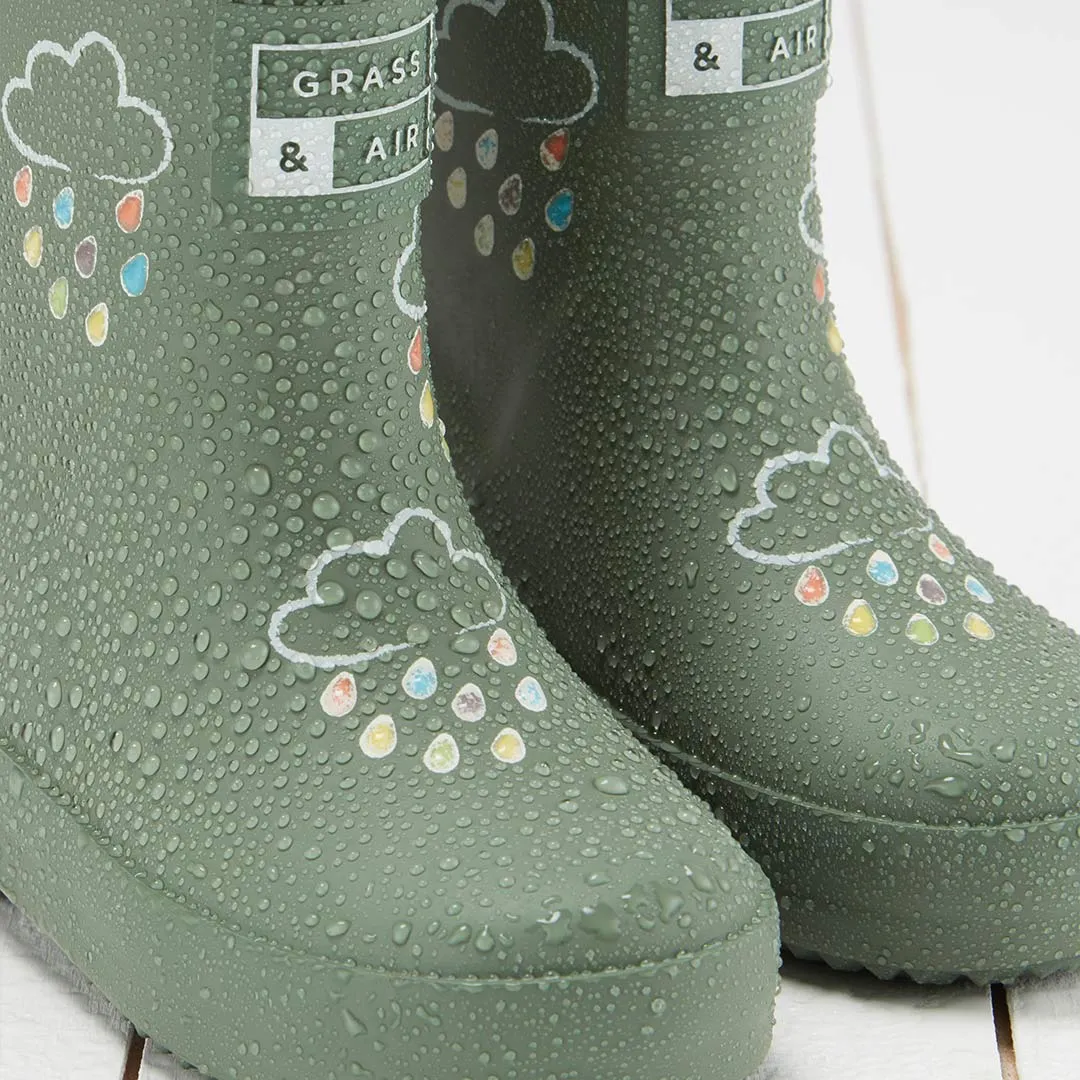 Gras & Luft Farbe-Enthüllende Gummistiefel - Khaki Grün