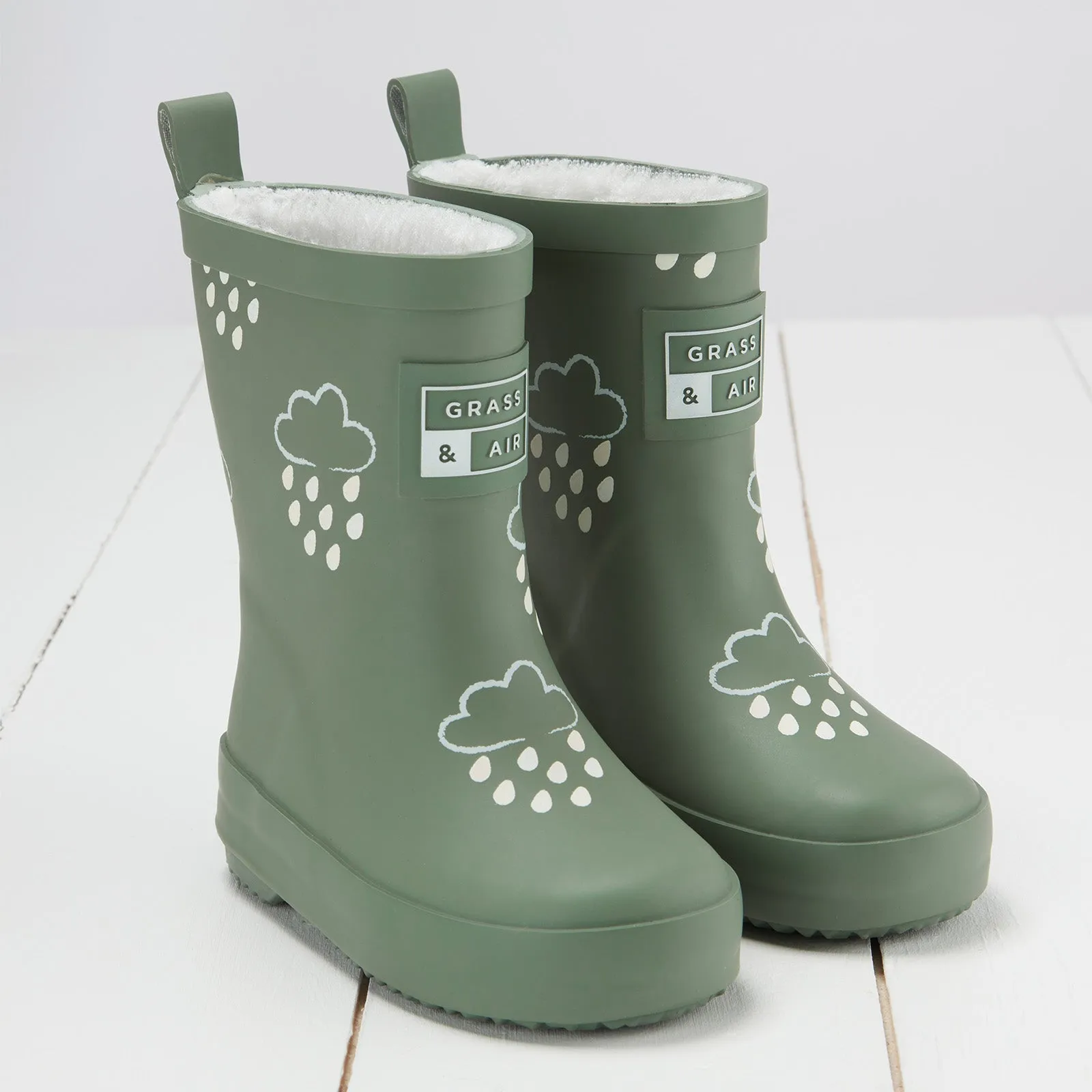 Gras & Luft Farboffnende Gummistiefel mit Teddy-Fleece-Futter